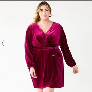 Nwt! Nine West 3x long sleeve velvet wrap dress